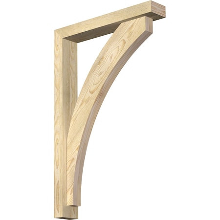 Ekena Millwork Thorton Block Rough Sawn Bracket w/ Offset Brace, Douglas Fir, 4"W x 22"D x 34"H BKT0402X22X34THR05RDF